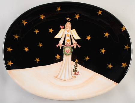 Midnight Angel 15" Oval Serving Platter