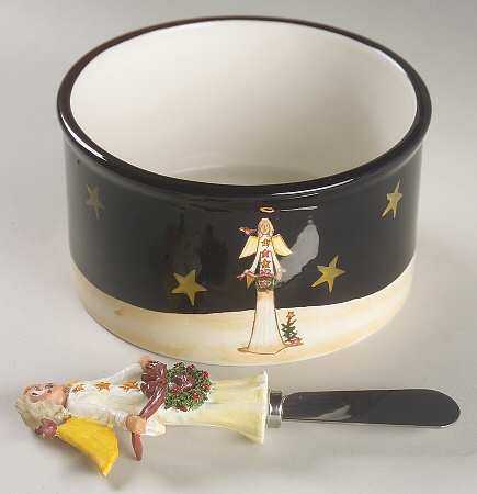 Midnight Angel Dip Bowl & Spreader Set