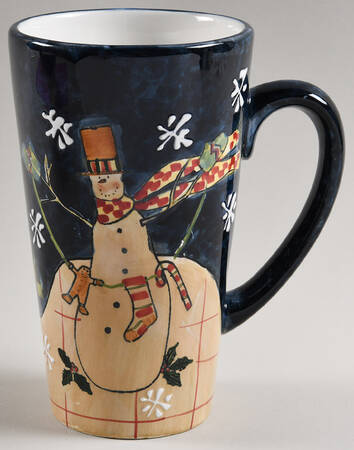 Folk Snowman (Large Flakes) Latte Mug