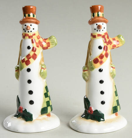 Folk Snowman (Large Flakes) Figural Salt & Pepper Set by Certified International
