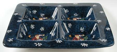 Folk Santa (Large Flakes) Divided 4-Part Square Platter