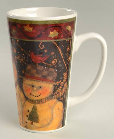 Holiday Greetings (Red Border) Latte Mug