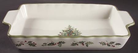 Holiday Celebrations (Green Trim) 15" Rectangular Baker