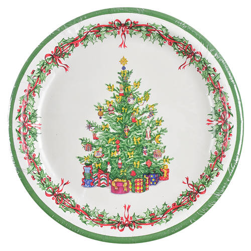 Holiday Celebrations (Green Trim) (Pack of 10) Paper Dinner Plates