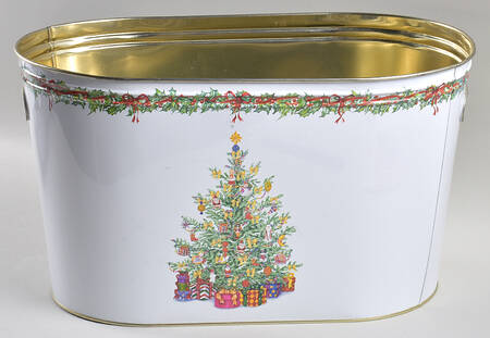 Holiday Celebrations (Green Trim) Metal Beverage Tub