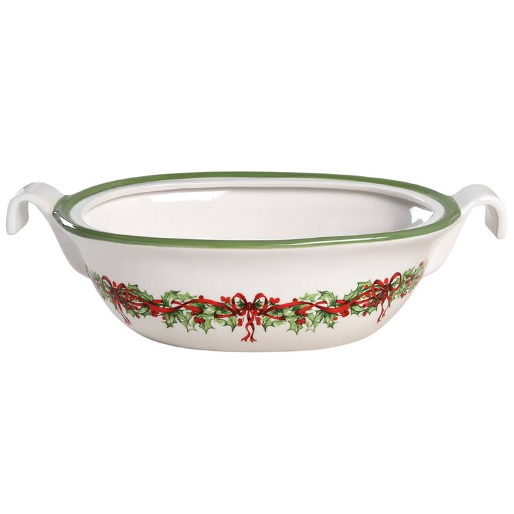 Holiday Celebrations (Green Trim) Oval Vegetable No Lid