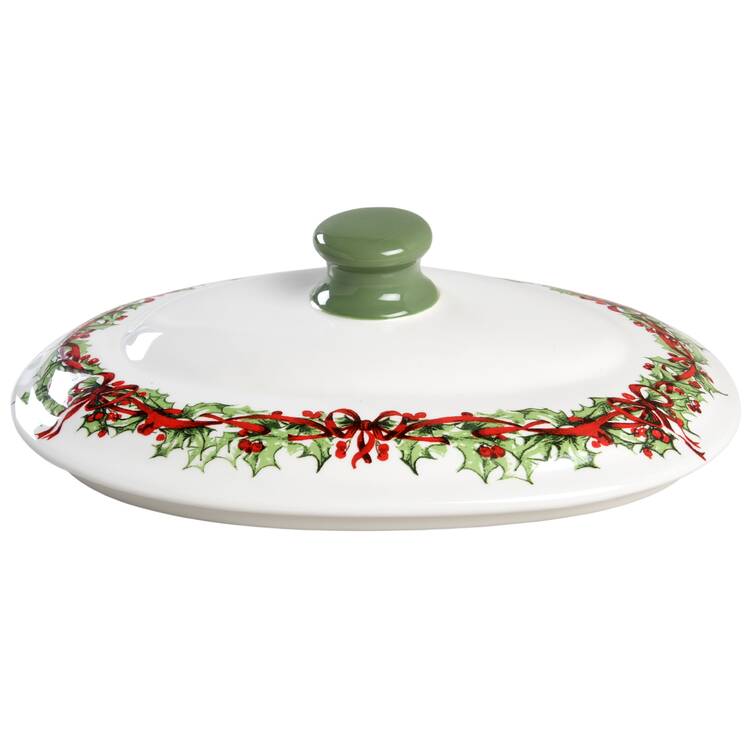 Holiday Celebrations (Green Trim) Lid for Oval Vegetable