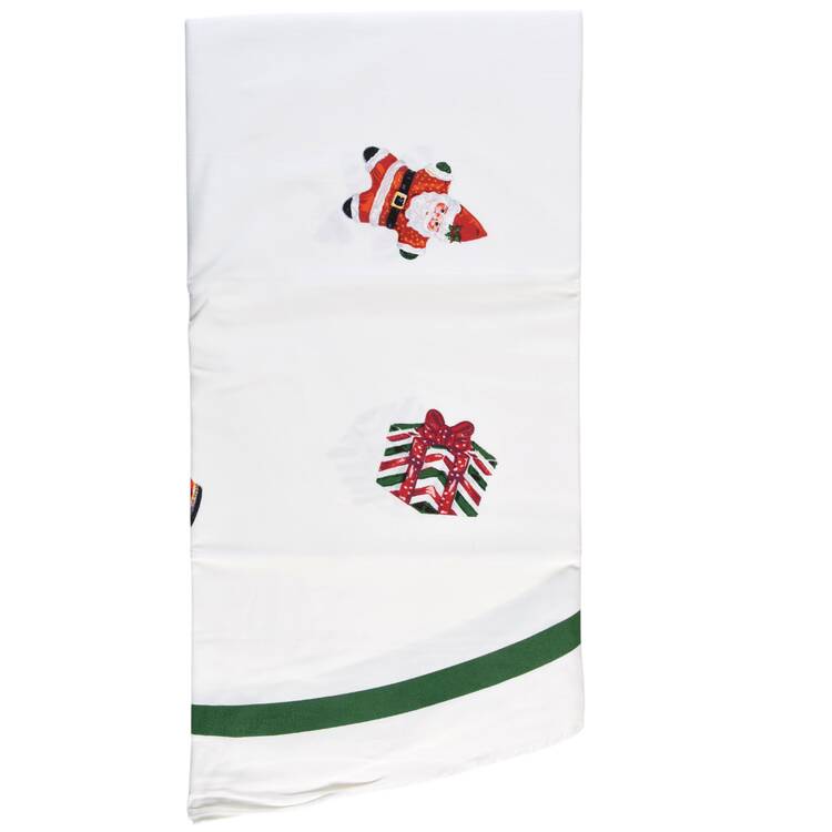Holiday Celebrations (Green Trim) 60" X 84" Oval Tablecloth
