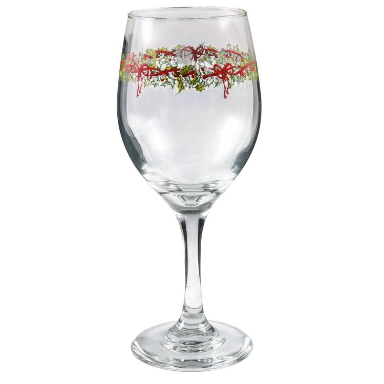 Holiday Celebrations (Green Trim) 12 Oz Glassware Goblet by Christopher Radko