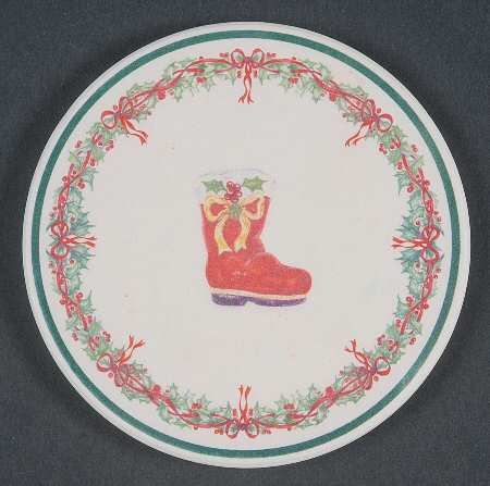 Holiday Celebrations (Green Trim) Cork Back Round Coaster