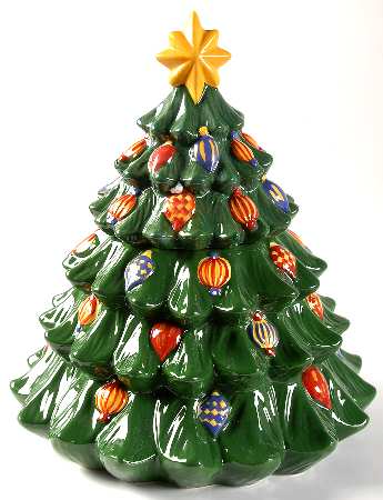 Holiday Celebrations (Green Trim) Figural Cookie Jar & Lid