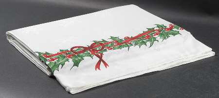 Holiday Celebrations (Green Trim) 60" X 84" Oblong Tablecloth