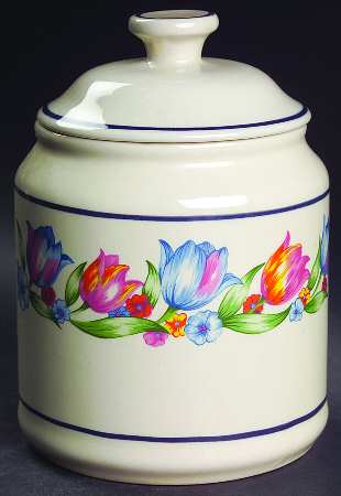 Fresh Cut (Blue Bands, Corelle) Medium Canister & Lid