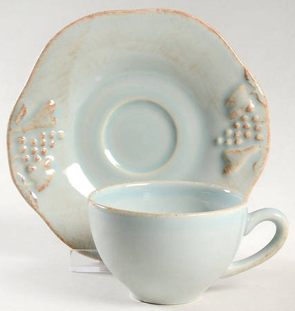 Madeira Harvest (Robin's Egg Blue) Flat Demitasse Cup & Saucer Set