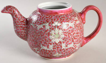 Mun Shou Longevity-Red Small Teapot No Lid
