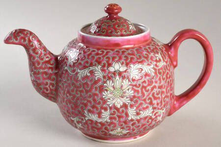 Mun Shou Longevity-Red Small Teapot & Lid