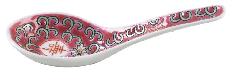 Mun Shou Longevity-Red Chinese Spoon