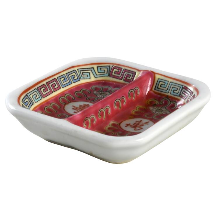 Mun Shou Longevity-Red Divided Sauce Dip