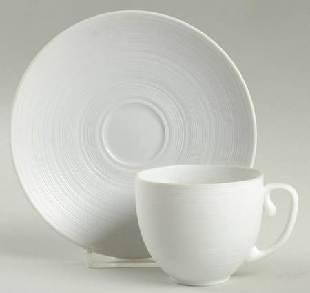 Hemisphere White Flat Demitasse Cup & Saucer Set