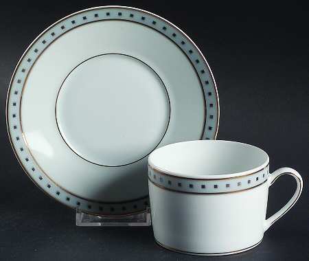 Babylone Grey Flat Cup & Saucer Set