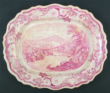Picturesque Views Red 17" Oval Serving Platter