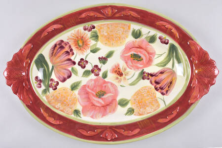 Floral Tapestry 20" Oval Serving Platter