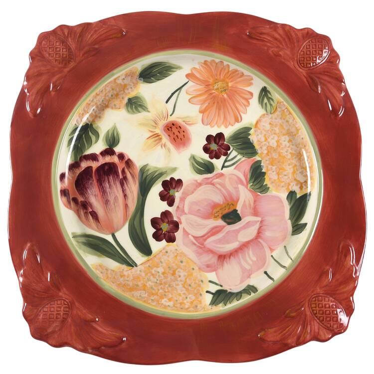 Floral Tapestry 16" Square Serving Platter