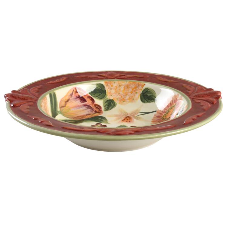 Floral Tapestry 15" Round Serving Bowl