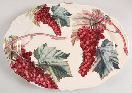 Vintage Grapes 17" Oval Serving Platter