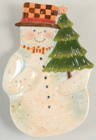 Holiday Greeting (Red Trim) Figural Candy Plate