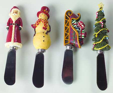 Holiday Greeting (Red Trim) Spreader - Set of 4