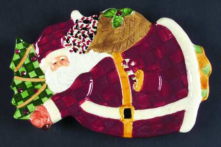 Holiday Greeting (Red Trim) Figural Candy Plate