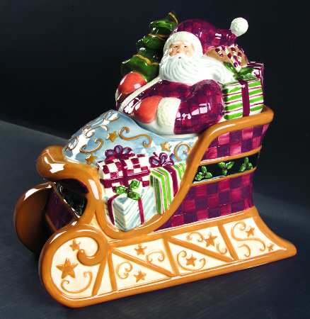 Holiday Greeting (Red Trim) Figural Cookie Jar & Lid