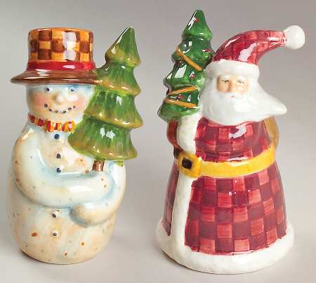 Holiday Greeting (Red Trim) Figural Salt & Pepper Set