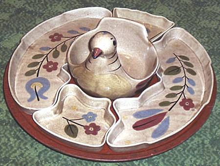 Distlefink 6pc Lazy Susan (4 Motif Sides,Center & Underplate)