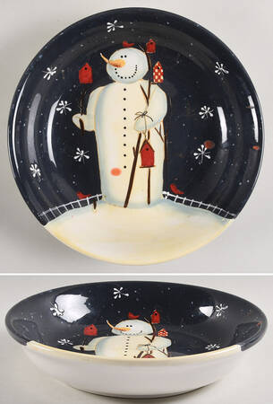 Twilight Snowman (White Stars) 9" Soup/Pasta Bowl