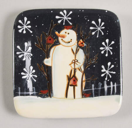 Twilight Snowman (White Stars) Individual Dip Dish