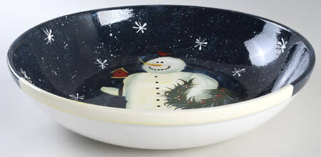 Twilight Snowman (White Stars) 13" Pasta Serving Bowl