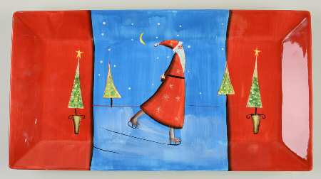 Santa On Ice (Red Handles) 18" Rectangular Tray