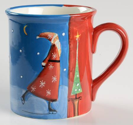 Santa On Ice (Red Handles) Mug