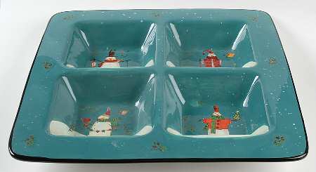 Cool Snowman Divided 4-Part Square Platter