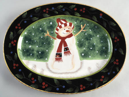 Antique Christmas 16" Oval Serving Platter
