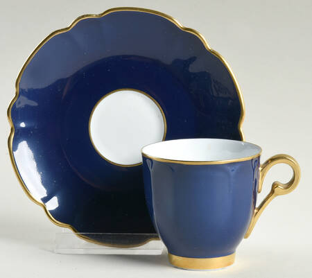 Eventail Dark Blue (Blue Ambassade) Flat Demitasse Cup & Saucer Set