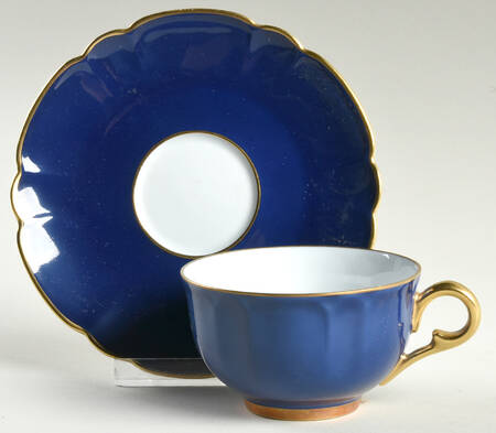 Eventail Dark Blue (Blue Ambassade) Flat Cup & Saucer Set