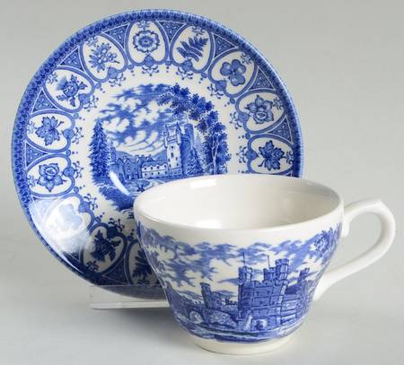 English Heritage Blue Flat Cup & Saucer Set