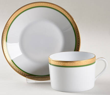 Malmaison Green Flat Cup & Saucer Set