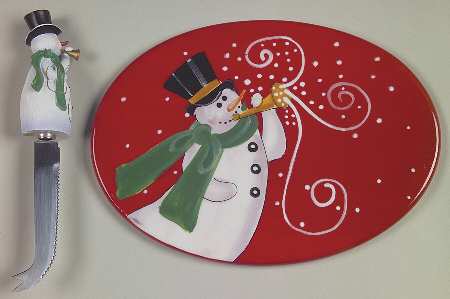 Snowmaker 2 Piece Cheese Dish and Knife Set