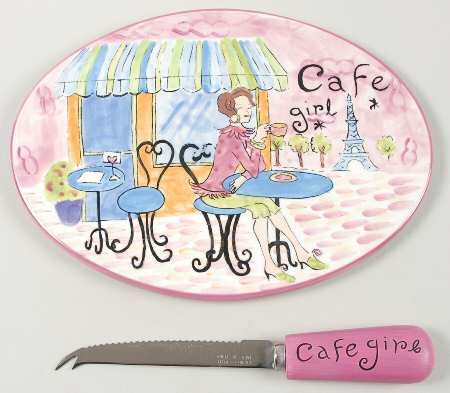Girlfriends 2 Piece Cheese Dish and Knife Set