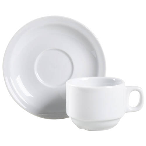 Whiteware Basics (Smooth) Flat Cup & Saucer Set