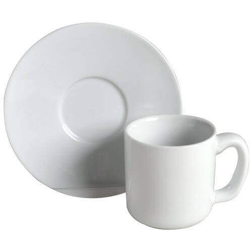 Whiteware Basics (Smooth) Espresso Cup and Saucer Set